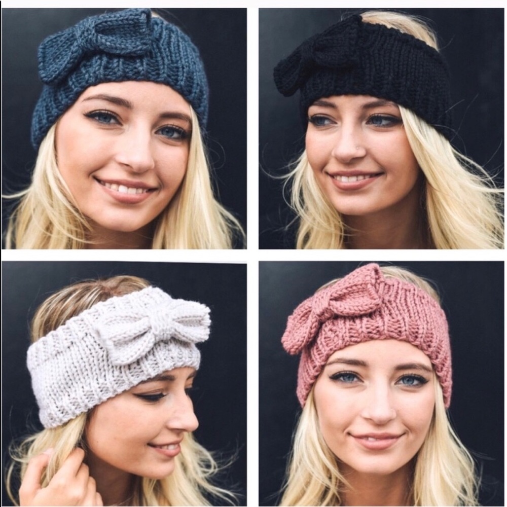 Knit Bow Winter Headband